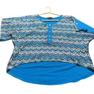 Design Work Vibrant Blue Patterned Women's Blouse
